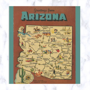 Carte vintage Arizona Cactus et Saguaro Blossom
