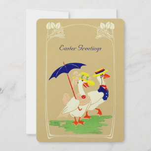 Carte vintage Art Nouveau Canards Pâques