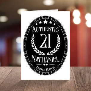 Carte Vintage Authentique Pour Lui 21e Anniversaire