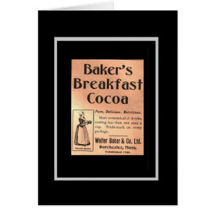 Carte vintage Baker's Breakfast Cocoa Étiquette