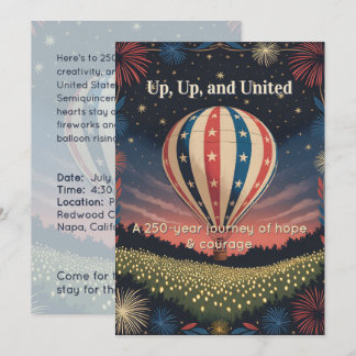 Carte Vintage Balloon & Fireworks Celebration Invite