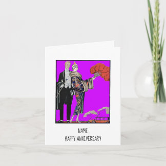 Carte Vintage Barbier Couple Joyeux Anniversaire