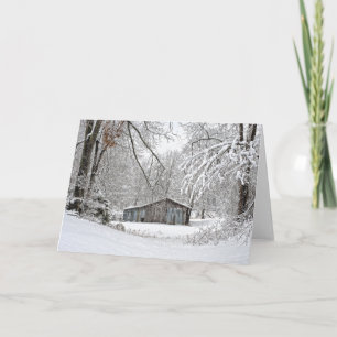 Carte Vintage Barn dans Fresh Snow - Rural Tennessee