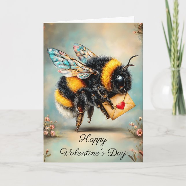 Carte Vintage Bee Love Messenger (Devant)