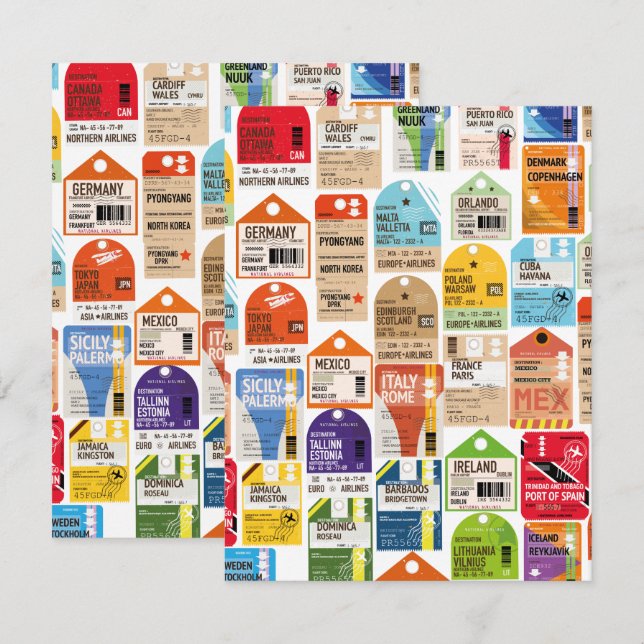 Carte Vintage billet de voyage motif. (Devant / Derrière)