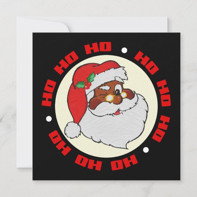 Carte Vintage Black Père Noël Pop Art Flat (Devant)
