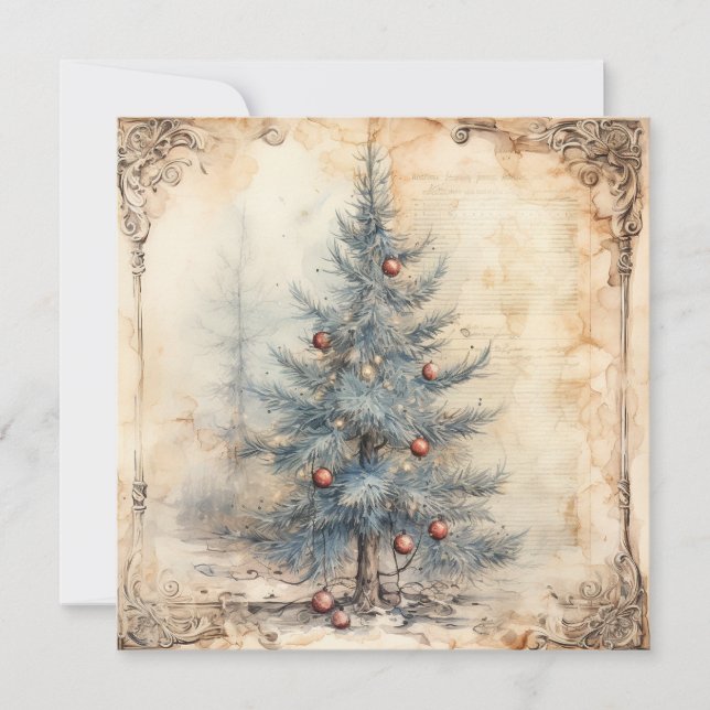 Carte vintage Blue Christmas Tree (Devant)