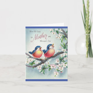 Carte vintage Bluebirds of Happiness pour la fête 