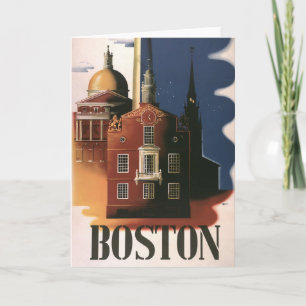 Carte Vintage Boston, Massachusetts Paul Revere's Ride