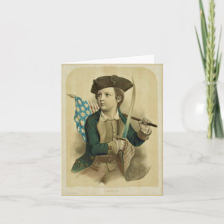 Carte Vintage Boy avec American Flag Note Card