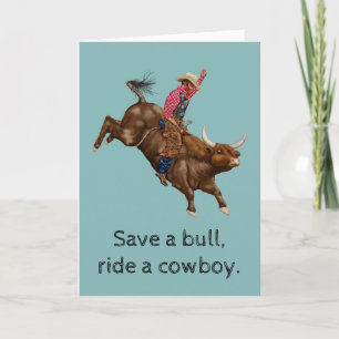 Carte Vintage bull équitation cowboy