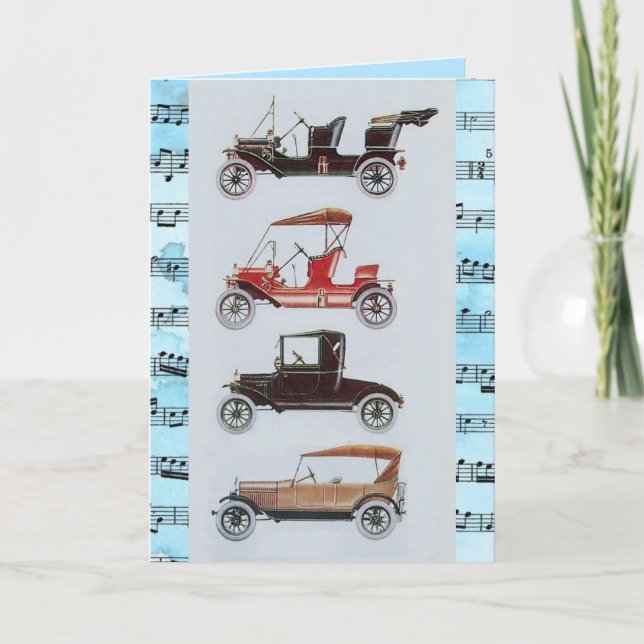 CARTE VINTAGE CARS MUSICAL HAPPY BANTHDAY (Devant)