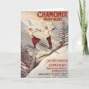 Carte Vintage Chamonix, Mont-Blanc, France -