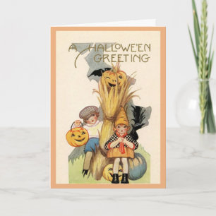Carte Vintage - Chanter une chanson d'Halloween,