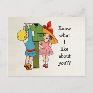 Carte Vintage charmante fille mail valencien