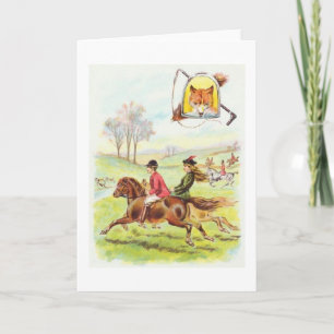 Carte Vintage - Chasseurs et Chevaux de Renard,