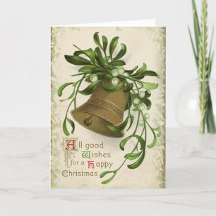 Carte Vintage Christmas Bell (Mistletoe)