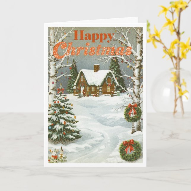 Carte Vintage christmas card (Fleur jaune)