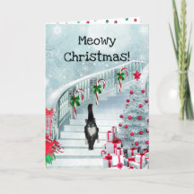 Carte Vintage Christmas Cat Holiday