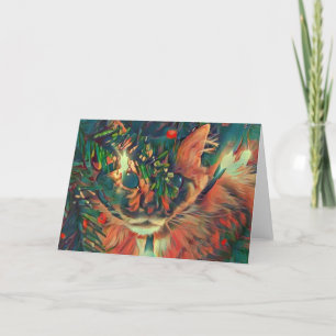 Carte Vintage Christmas Cat Holiday