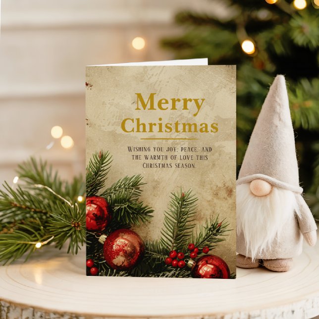 Carte Vintage Christmas Gold Greeting Card | Classic Red (Send love in timeless style — our Vintage Gold Christmas card makes every wish feel special.)