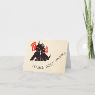 Carte Vintage Christmas Scottie Dogs Card