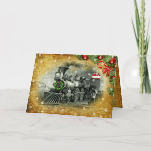 Carte Vintage Christmas Steam Train