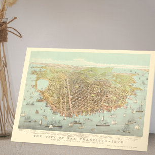 Carte Vintage City of San Francisco Restored Map, 1878