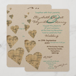 Carte vintage Coeurs Soirée Invitation