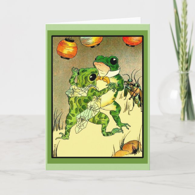Carte Vintage - Couple de grenouilles dansantes, (Devant)