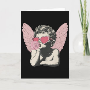Carte Vintage Cupid Mignon Dans Lunettes De Soleil Bulle