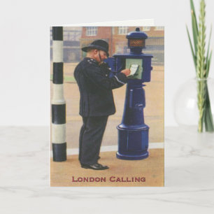 Carte vintage D'Accueil Avec Appel De La Police De