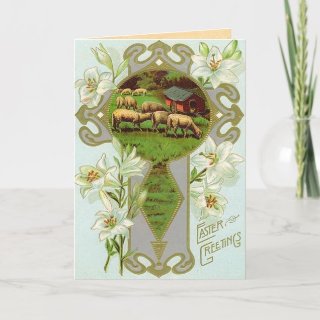 Carte vintage d'agneau de Pâques (Devant)