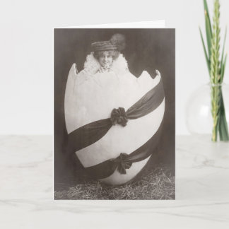 Carte Vintage Dame aux oeufs de Pâques