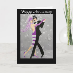 Carte vintage d'anniversaire de danseurs