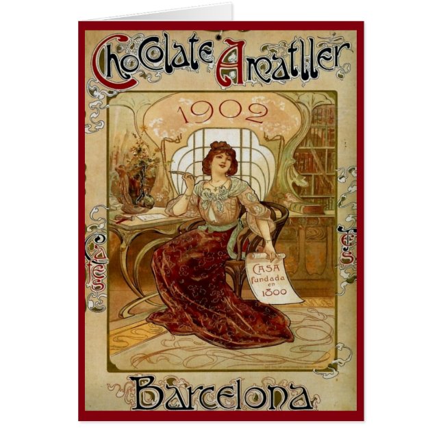 Carte vintage d'annonce de chocolat (Devant)