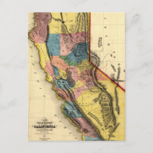 Carte vintage de 1851 California Gold Region