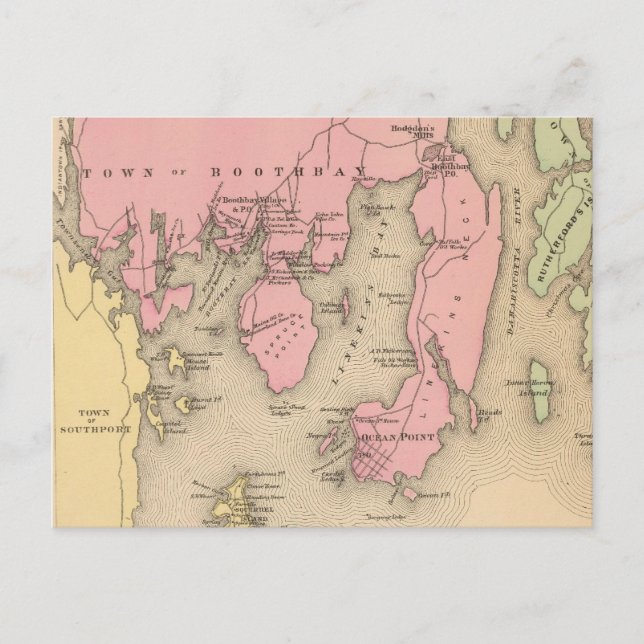 Carte vintage de Boothbay Maine (1894) (Devant)