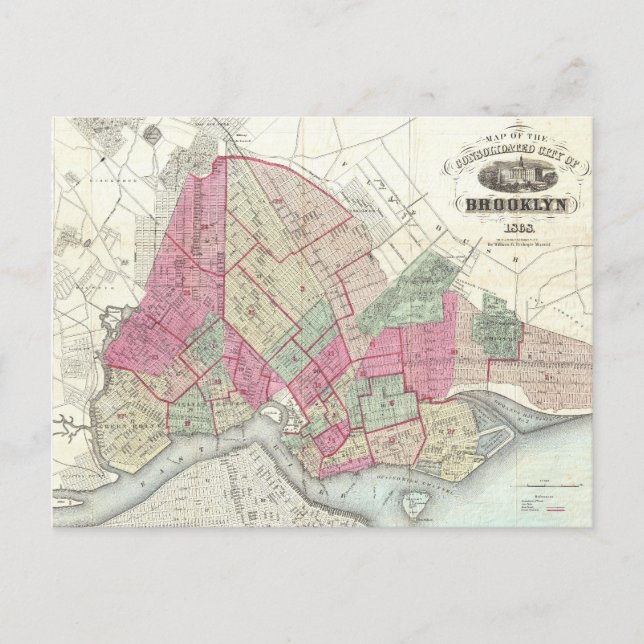 Carte vintage de Brookyln (1868) (Devant)