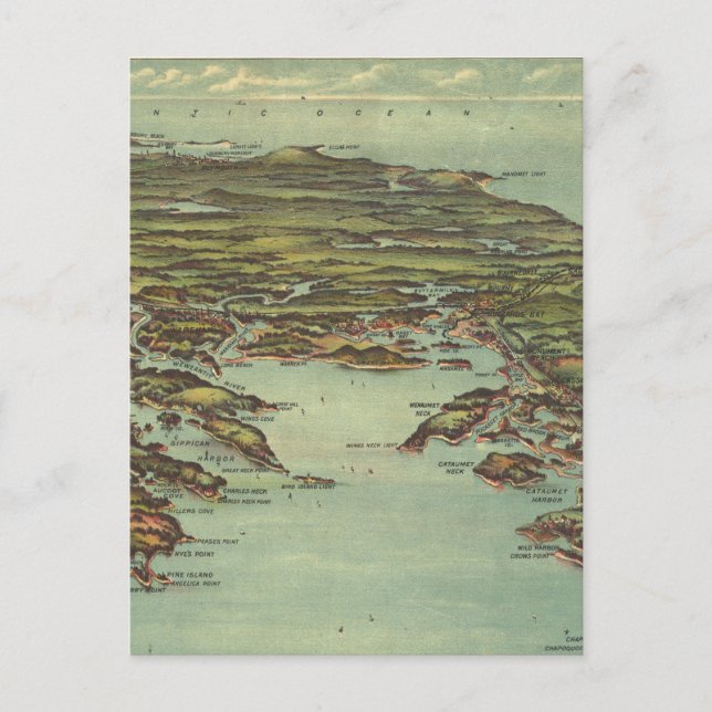 Carte vintage de Buzzards Bay (1907) (Devant)