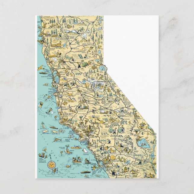 Carte vintage de Californie (Devant)