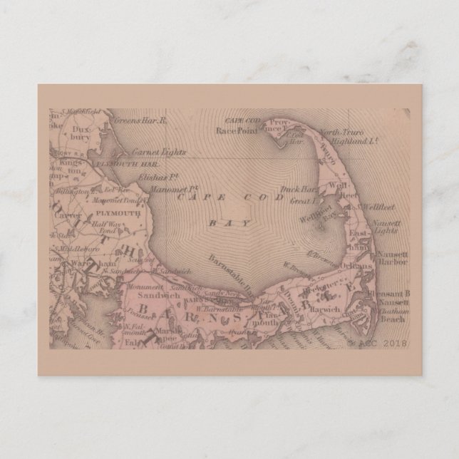 Carte vintage de Cape Cod (Devant)