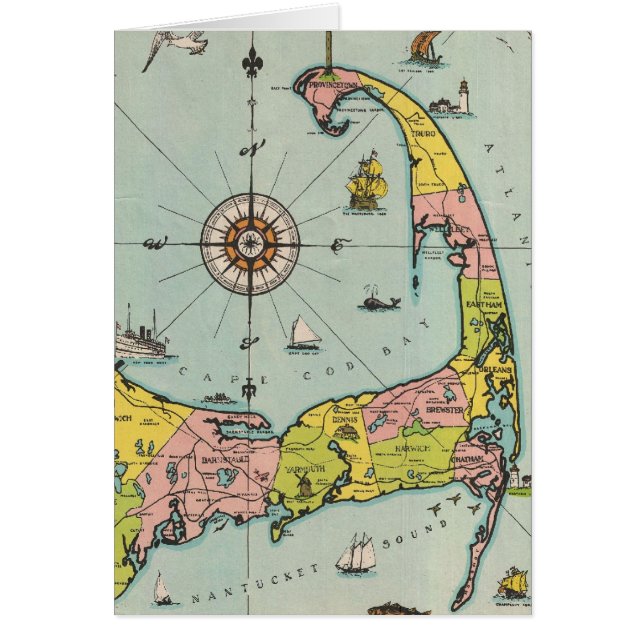 Carte vintage de Cape Cod (Devant)