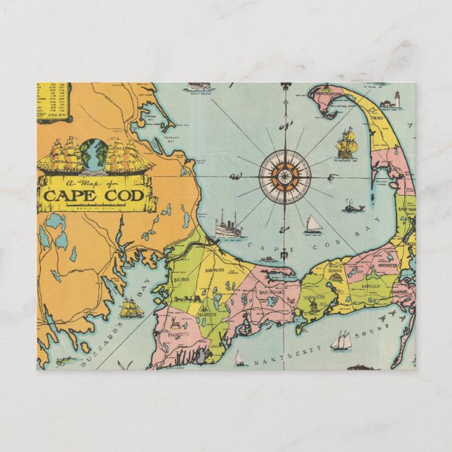 Carte vintage de Cape Cod (Devant)