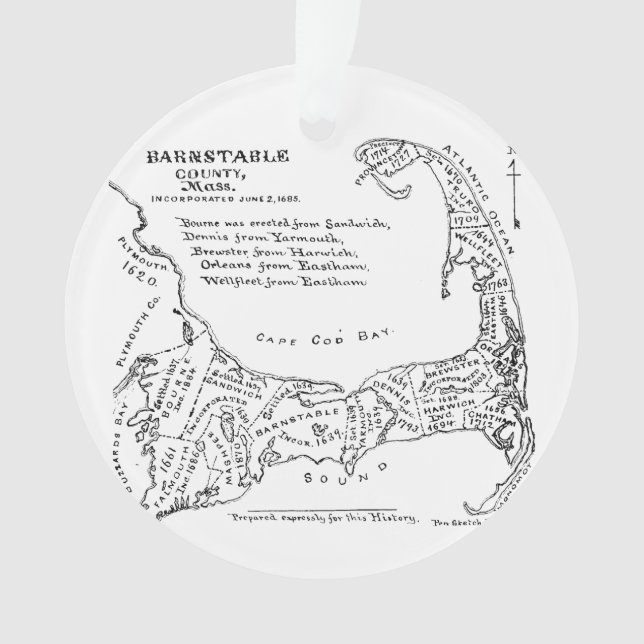 Carte vintage de Cape Cod (1890) (devant)