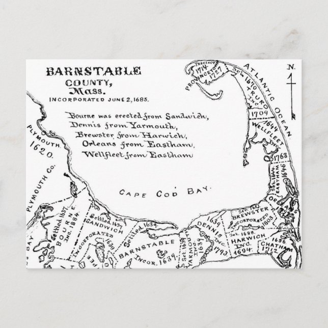 Carte vintage de Cape Cod (1890) (Devant)