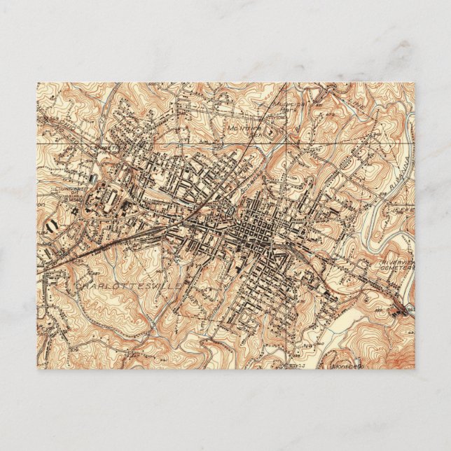 Carte vintage de Charlottesville Virginie (1960) (Devant)