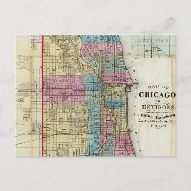 Carte vintage de Chicago (1869) (Devant)