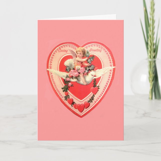 Carte vintage de coeur de Valentine (Devant)