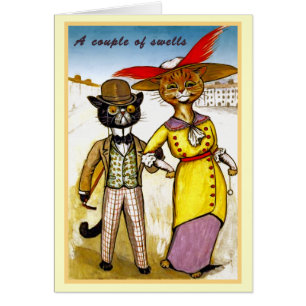 Carte vintage de couples de chat de bosse de Louis
